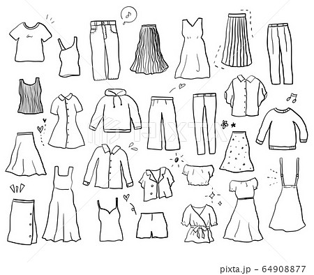 A Set Of Hand Drawn Illustrations Of Clothes Stock Illustration