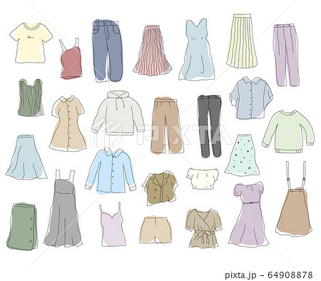 A Set Of Hand Drawn Illustrations Of Clothes Stock Illustration