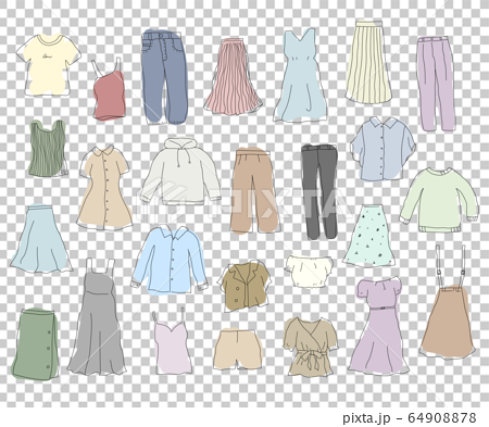 A Set Of Hand Drawn Illustrations Of Clothes Stock Illustration