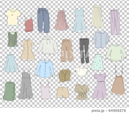 A Set Of Hand Drawn Illustrations Of Clothes Stock Illustration