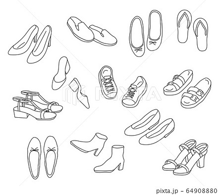 Set Of Hand Drawn Illustrations Of Shoes Stock Illustration