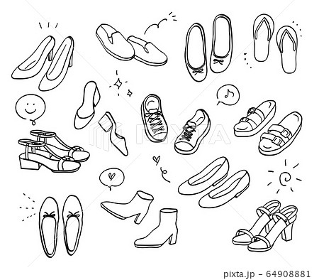 靴の手描きイラストのセット/ファッション/パンプス 靴の手描きイラストのセット/ファッション/パンプス 64908881