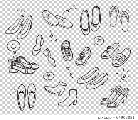 靴の手描きイラストのセット/ファッション/パンプス 靴の手描きイラストのセット/ファッション/パンプス 64908881