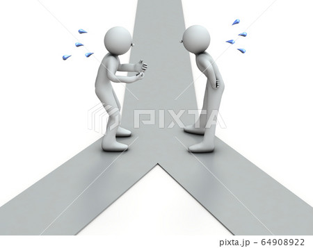 分岐点で口論する二人のキャラクター 64908922