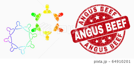 Vector Spectrum Dotted User Collaboration Icon and Grunge Angus Beef Watermark Vector Spectrum Dotted User Collaboration Icon and Grunge Angus Beef Watermark 64910201