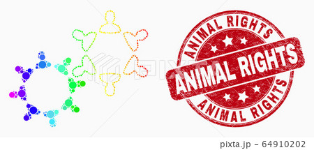 Vector Spectral Dotted User Collaboration Icon and Scratched Animal Rights Stamp Vector Spectral Dotted User Collaboration Icon and Scratched Animal Rights Stamp 64910202