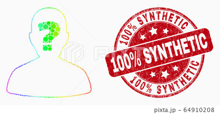 Vector Rainbow Colored Pixelated Unknown Person Icon and Grunge 100 Percent Synthetic Watermark Vector Rainbow Colored Pixelated Unknown Person Icon and Grunge 100 Percent Synthetic Watermark 64910208