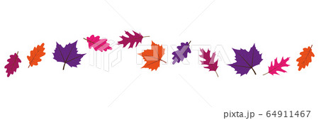 set of colorful autumn leaves in the wind on white background 64911467
