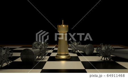 The gold chess and virus on boardgames 3d rendering for strategy concept. The gold chess and virus on boardgames 3d rendering for strategy concept. 64911468
