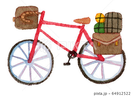 手描き水彩 自転車 イラストのイラスト素材