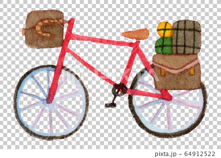 手描き水彩 自転車 イラストのイラスト素材