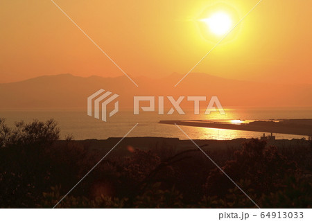荒尾市 四ツ山神社 夕日、 荒尾市 四ツ山神社 夕日、 64913033