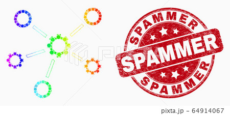 Vector Spectrum Pixel Gear Links Icon and Distress Spammer Seal Vector Spectrum Pixel Gear Links Icon and Distress Spammer Seal 64914067