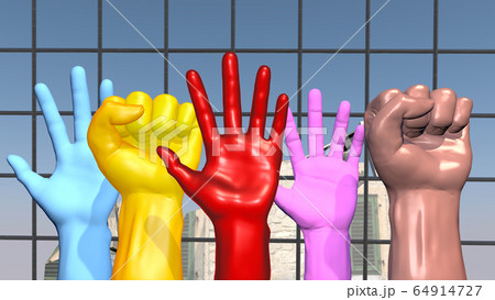 A raised hand, as a symbol of the struggle for 64914727