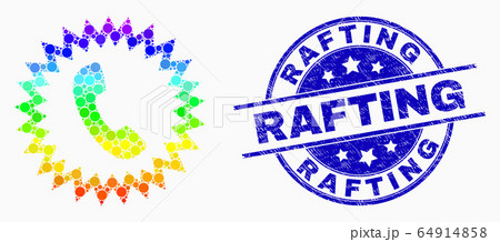Vector Bright Dotted Telephone Alert Icon and Distress Rafting Watermark 64914858