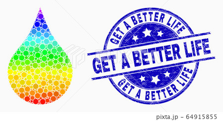 Vector Spectrum Pixel Red Blood Drop Icon and Grunge Get a Better Life Seal Vector Spectrum Pixel Red Blood Drop Icon and Grunge Get a Better Life Seal 64915855