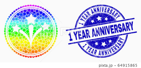 Vector Spectral Pixel Pyrotechnics Seal Stamp のイラスト素材