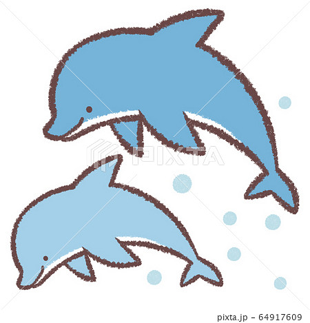 イルカ二頭水しぶきのイラスト素材