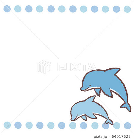 Dolphin 2 Horizontal Line Frame Stock Illustration