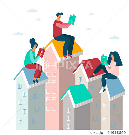 people read books on buildings vector illustration people read books on buildings vector illustration 64918869
