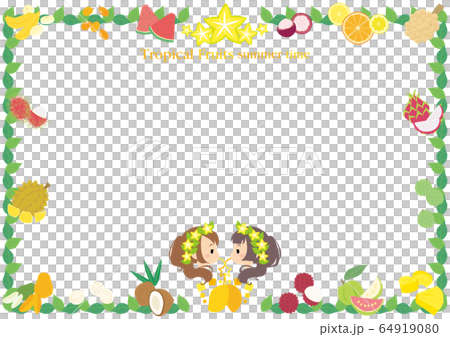 Women's trip and tropical fruit frame white background 64919080