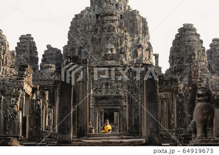 Close up of Bayon Temple entrace, Angkor Thom, Siem Reap, Cambodia 64919673