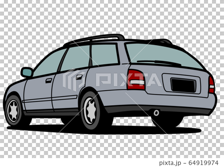 Nostalgic German wagon silver color rear view car illustration Nostalgic German wagon silver color rear view car illustration 64919974