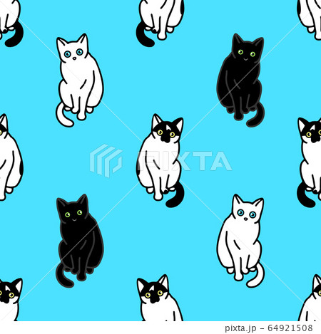 Seamless pattern with cute black and white cats. Seamless pattern with cute black and white cats. 64921508