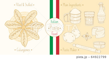 Cooking italian food stuffed Culugrione Pasta with 64922799