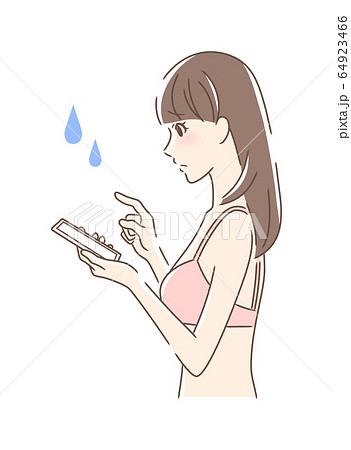 スマホを操作して不安な女性の横顔 スマホを操作して不安な女性の横顔 64923466