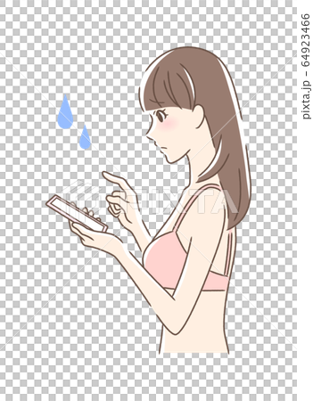 スマホを操作して不安な女性の横顔 スマホを操作して不安な女性の横顔 64923466