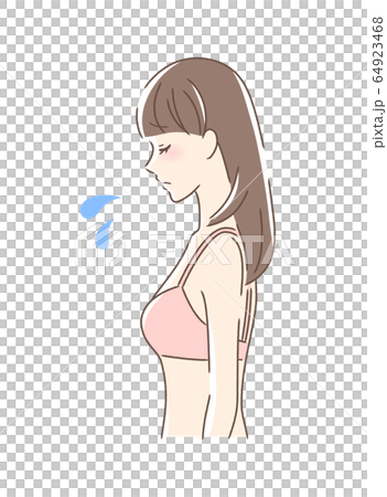 悲傷的女人的側面 64923468