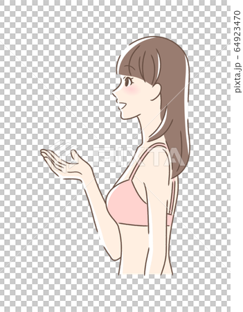 一個女人微笑著伸出她的手的側面 一個女人微笑著伸出她的手的側面 64923470