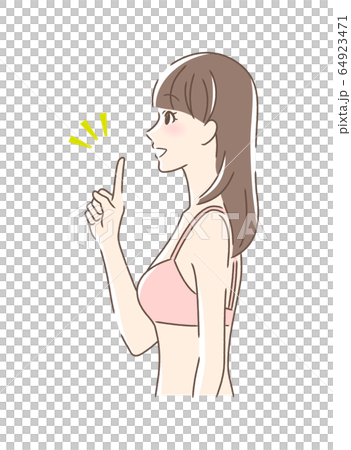 女人微笑著和手指的側面 女人微笑著和手指的側面 64923471