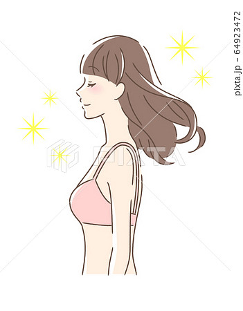 髪をなびかせる女性の横顔 髪をなびかせる女性の横顔 64923472