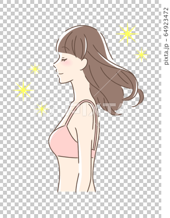 髪をなびかせる女性の横顔 髪をなびかせる女性の横顔 64923472