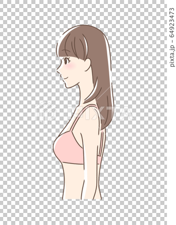 笑顔な女性の横顔のイラスト素材