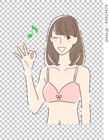 A woman who gives an OK sign with a smile 64923474