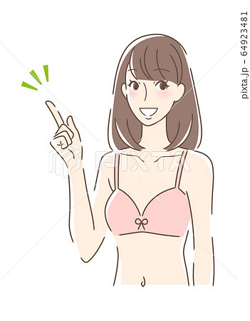 笑顔で指をさす女性 64923481