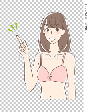 笑顔で指をさす女性 64923481