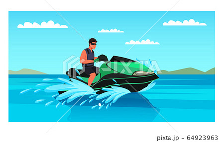 Man enjoying jet ski water extreme sport amusement Man enjoying jet ski water extreme sport amusement 64923963