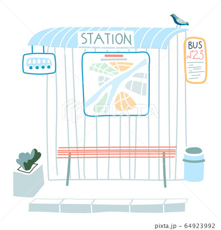 Empty Bus Stop Public Transport Station With Mapのイラスト素材
