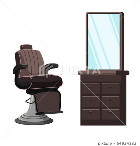 Barbershop seat with chair and mirror on white Barbershop seat with chair and mirror on white 64924332