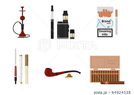 Smoking accessories and tobacco products flat set Smoking accessories and tobacco products flat set 64924338
