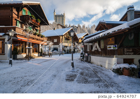 Gstaad promenade in winter time 64924707