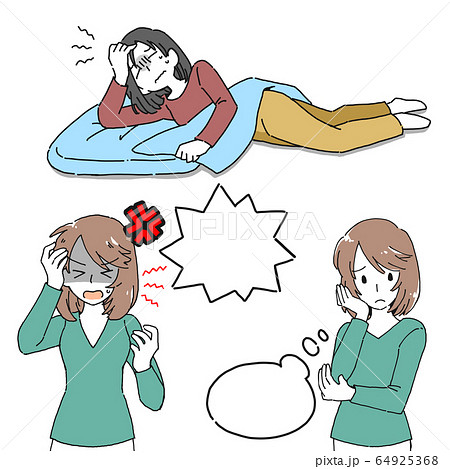 PMSに悩む女性のイラスト 64925368