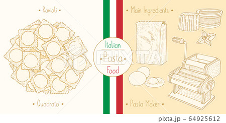 Italian Food Pasta with Filling Ravioli Quadrato 64925612