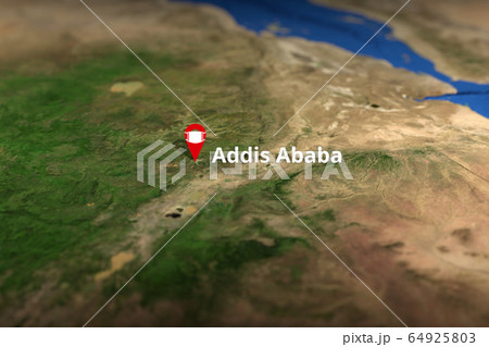 Addis Ababa, Ethiopia geotag with face mask, COVID-19 coronavirus disease quarantine related 3D rendering 64925803