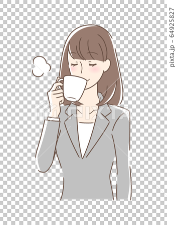 マグカップのコーヒーを飲む女性 マグカップのコーヒーを飲む女性 64925827