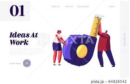 Home Renovation Diy Tool and Repair Service Website Landing Page. Tiny Man and Woman Holding Huge Measuring Tape for Engineering Construction Works Web Page Banner. Cartoon Flat Vector Illustration 64926542